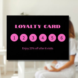 Modern Neon Rosa Black Loyalty-kort Visitkort