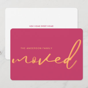 Modern Neon Rosa Bright Ny adress Flytta Meddelande