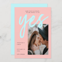 Modern Neon Rosa Mint Big Script Photo Bröllop