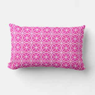 Modern Neon Rosa White Circle Geometric Mönster Lumbarkudde