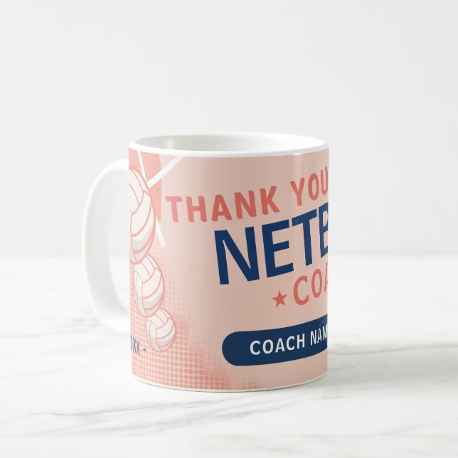 Modern Netball Lagspelare Tränare Kaffemugg (Framsida vänster)