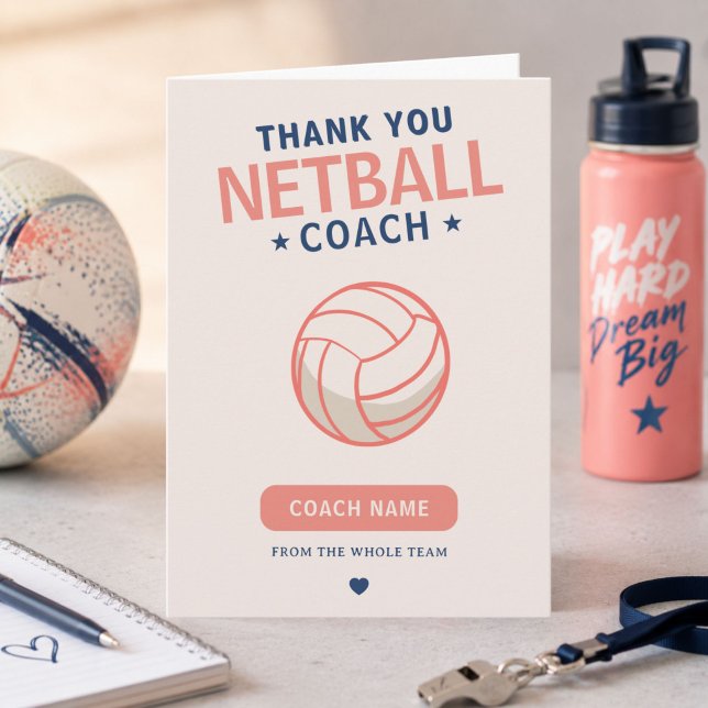 Modern Netball Lagspelare Tränare Tack Kort (Skapare uppladdad)