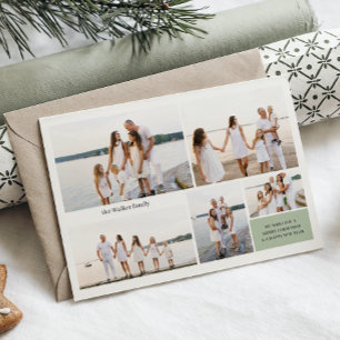 Modern Neutral 5 Foto Elegant Dubbelsidig Julkort