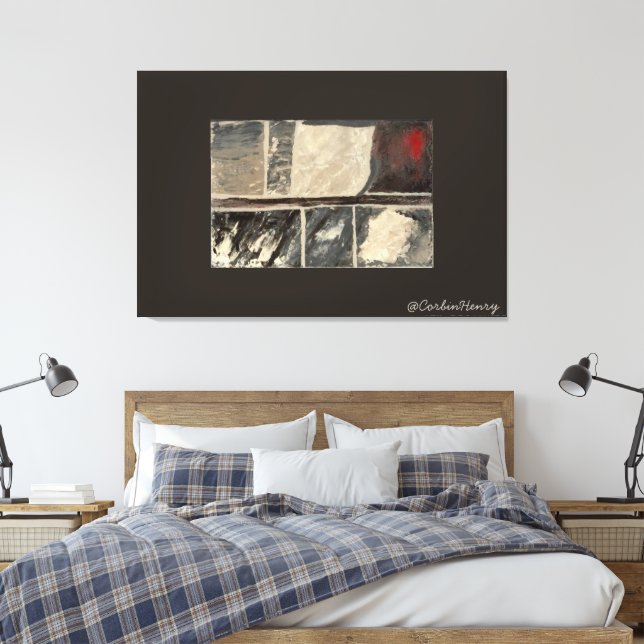 Modern Neutral Abstrakt Texturerad Konst Canvastryck (Insitu (sovrum))