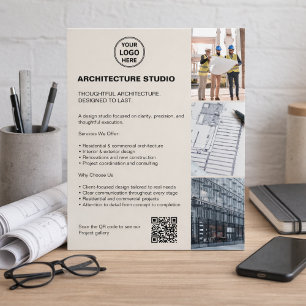 Modern Neutral Arkitektur Företag Foto Logo QR Flygblad