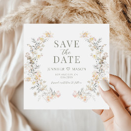 Modern Neutral Blommig Save The Date Foto Inbjudan