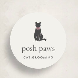 Modern Neutral Cat Groomer Logo Classic Runt Klistermärke