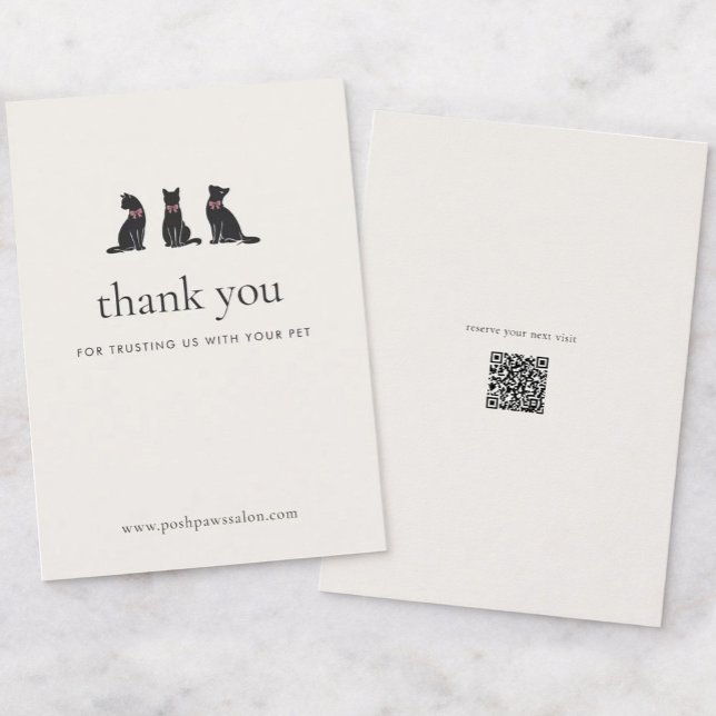 Modern Neutral Cat Grooming Business Insert |  Tack Kort (Skapare uppladdad)