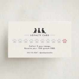 Modern Neutral Cat Grooming Loyalty Card Lojalitetskort