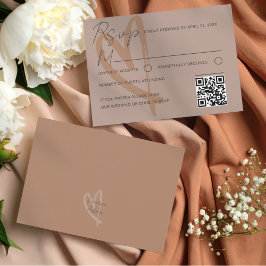 Modern Neutral Heart Wedding RSVP Card OSA Kort