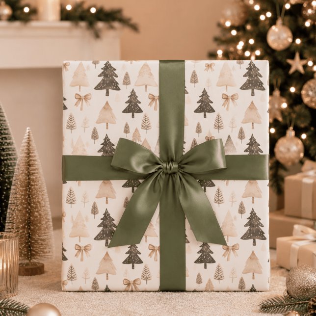 Modern neutral julgran omslags papper presentpapper (Skapare uppladdad)