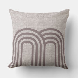 Modern neutral linne monogrammönster kudde