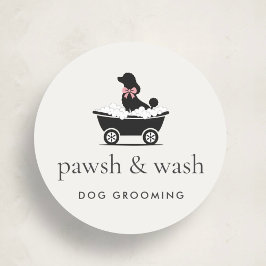 Modern Neutral Mobile Dog Groomer Logo  Runt Klistermärke