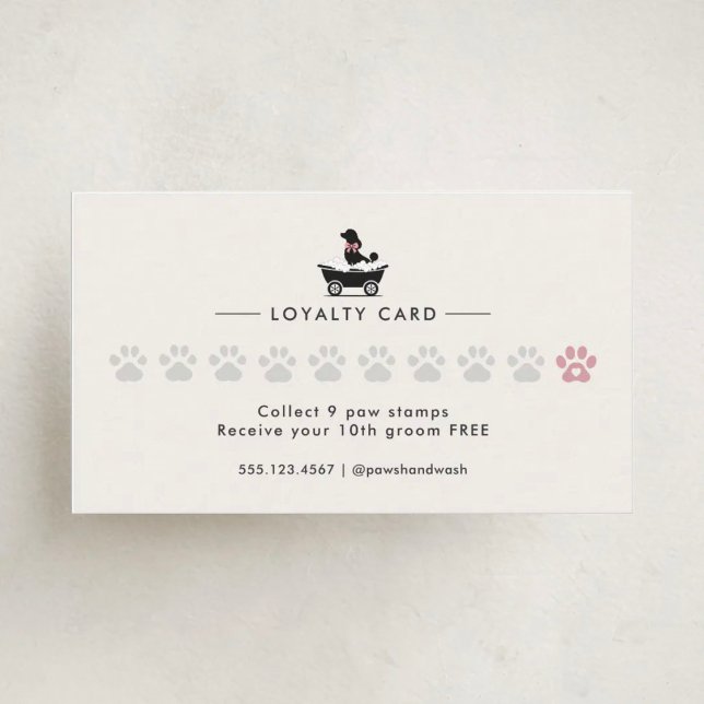 Modern Neutral Mobile Dog Groomer Loyalty Card Lojalitetskort (Skapare uppladdad)