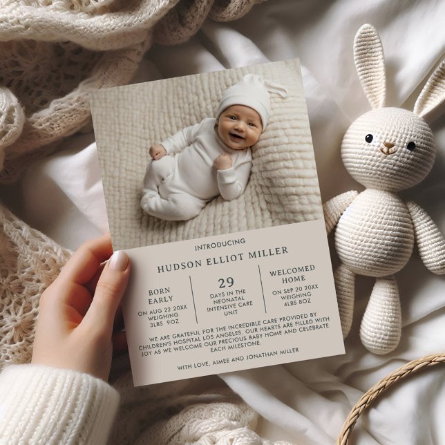 Modern Neutral NICU Utexamens Prematur Fotografi Meddelande (Skapare uppladdad)