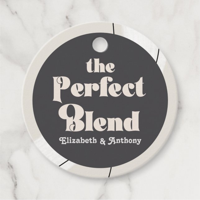 Modern Neutral "Perfekt Blandning" Boho Bröllopsfo Gåvor Etiketter (Framsida)