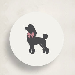 Modern Neutral Poodle Seal Sticker Runt Klistermärke