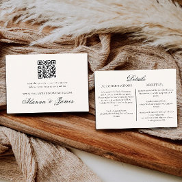 Modern Neutral QR Code Wedding Details & RSVP Tilläggskort