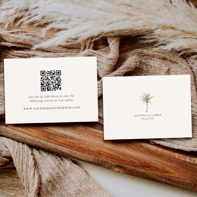 Modern Neutral QR Code Wedding Details & RSVP Tilläggskort (Skapare uppladdad)