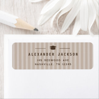 Modern Neutral Stripes Graduation Return Address Returadress Etikett