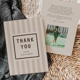 Modern Neutral Stripes Graduation Thank You Tack Kort