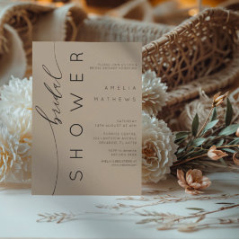 Modern Neutral Tan & Typography Bridal Shower Inbjudningar