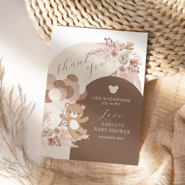 Modern Neutral Teddy Bear Baby Shower Balloons Tack Kort
