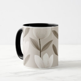 Modern Neutral Tulip Ivory Floral Pattern Mugg
