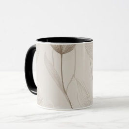 Modern Neutral Tulip Ivory Floral Pattern Mugg