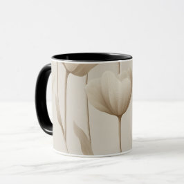 Modern Neutral Tulip Ivory Floral Pattern Mugg