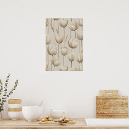 Modern Neutral Tulip Ivory Floral Pattern Poster