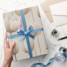 Modern Neutral Tulip Ivory Floral Pattern Presentpapper