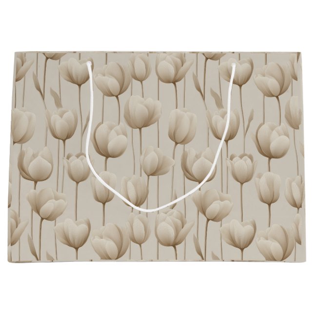 Modern Neutral Tulpan Elfenbensblomma Mönster (Framsidan)