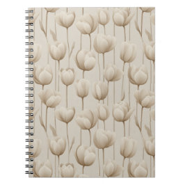 Modern Neutral Tulpan Elfenbensblommig Mönster Anteckningsbok