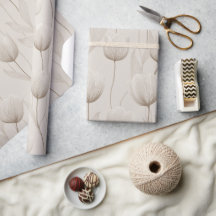 Modern Neutral Tulpan Elfenbensblommig Mönster