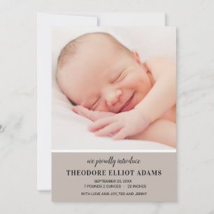 Modern Neutralt Baby Photo Collage Birth Meddelande