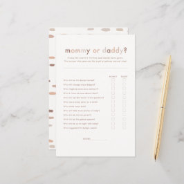 Modern Neutralt Baby Shower Mamma eller pappa Game