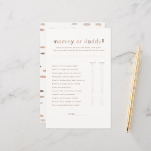 Modern Neutralt Baby Shower Mamma eller pappa Game