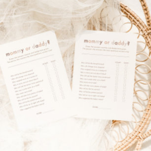 Modern Neutralt Baby Shower Mamma eller pappa Game