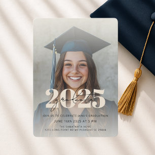 Modern Neutralt Beige 2025 Student Photo Inbjudningar