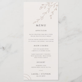 Modern Neutralt Beige Botanical Bröllop Menu Meny