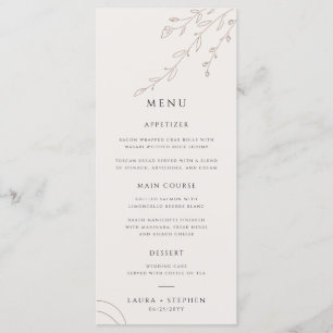 Modern Neutralt Beige Botanical Bröllop Menu Meny