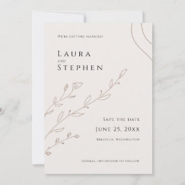 Modern Neutralt Beige Botanical Spara datum Inbjudningar