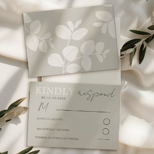 Modern Neutralt Beige Eucalyptus Bröllop OSA Kort
