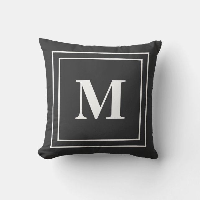 Modern Neutralt Black Monogram Dekorativ kudde (Framsida)