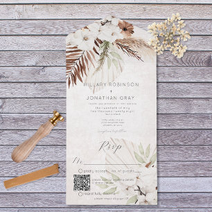 Modern Neutralt Boho Blommigt QR-kod
