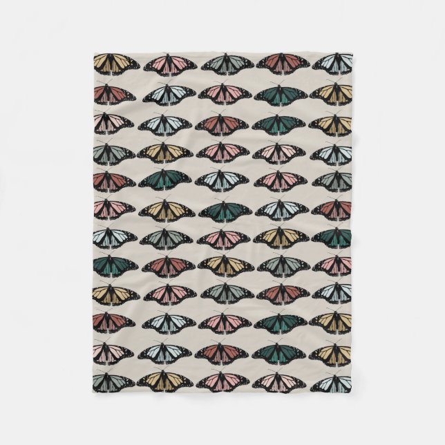 Modern Neutralt Butterflies Garden Mönster Fleecefilt (Framsidan)