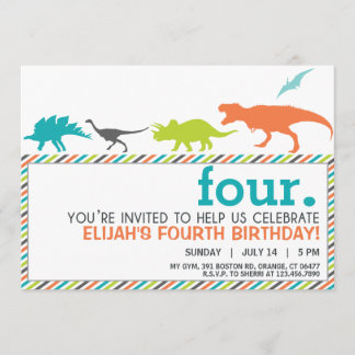 Modern Neutralt Dinosaur Silhouette Birthday Inbju Inbjudningar