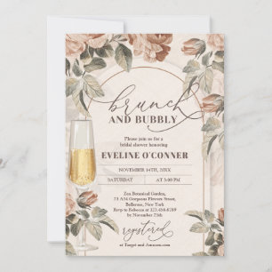 Modern neutralt färg boho arch brunch och bubbland inbjudningar