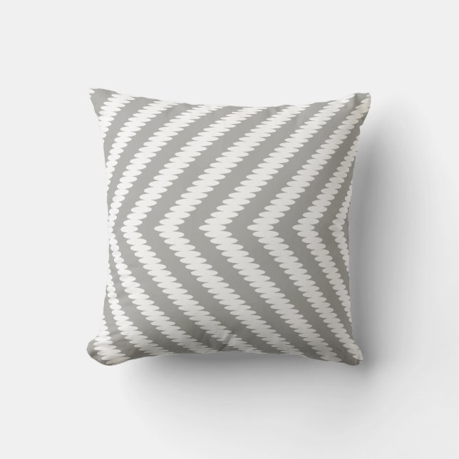 Modern Neutralt Light Grått & White Zigzag-pilar Kudde (Framsida)